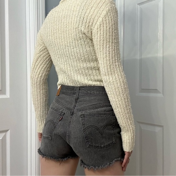 Zara Sweater Cropped Cream Cut Out Streetwear Indie Knit Ribbed Casual Medium - Picture 3 of 8